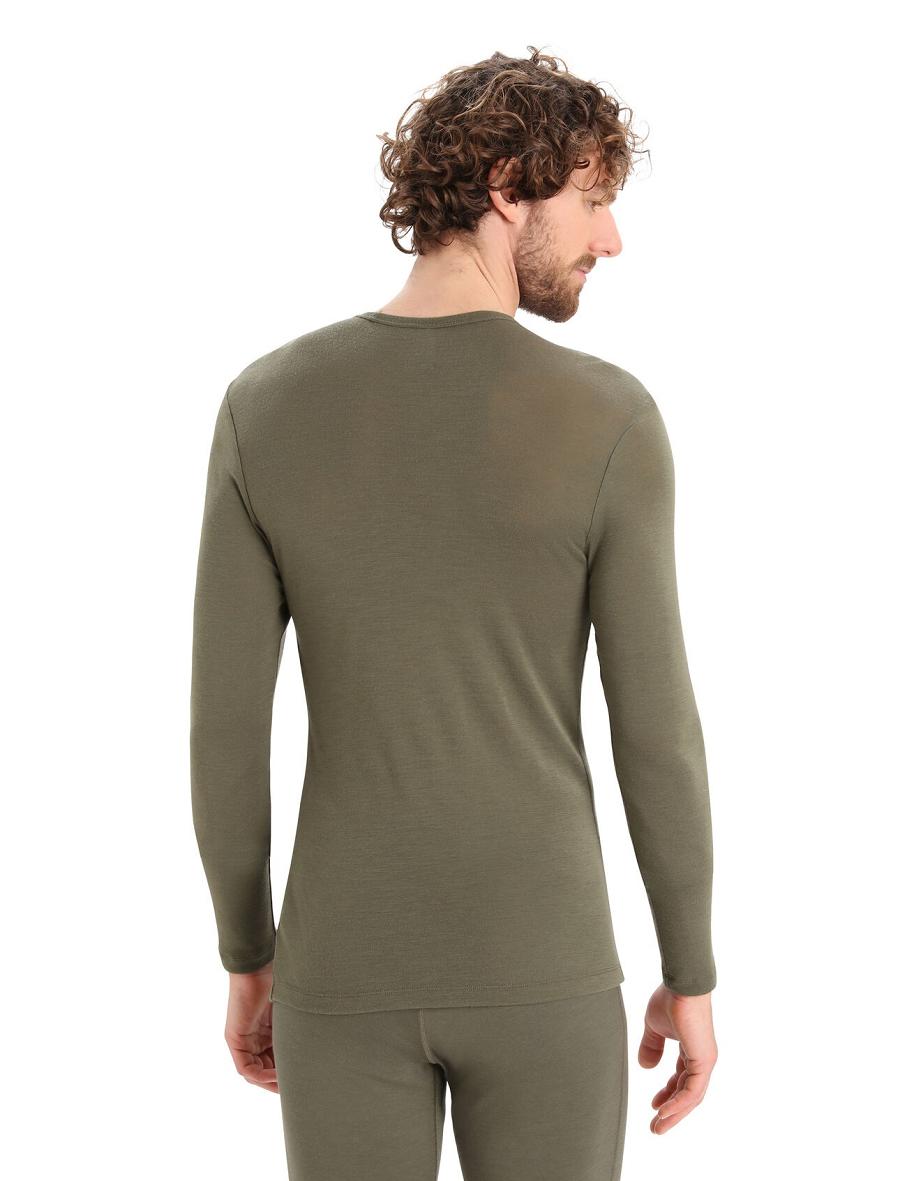 Men's Icebreaker Merino 175 Everyday Long Sleeve Crewe Thermal Top Base Layers Loden | CA 1573EBCX